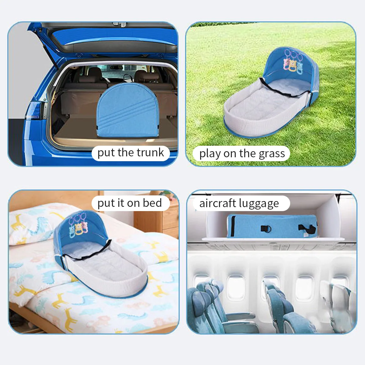 เปลเด็กทารกแรกเกิด Bionic เตียงป้องกันยุงสุทธิพับ Bassinet กันชนทารก Outdoor Travel Nest เตียงตะกร้านอน