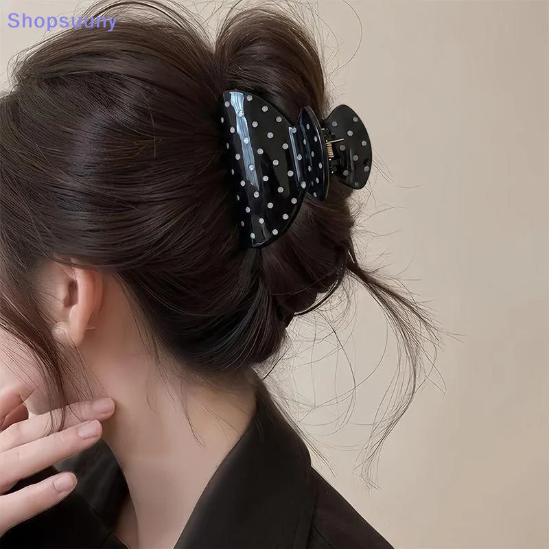 [SU]France Style Women Wave Dot Design Hair Claw Barrettes Girl Fashion Hair Clip Sweet Hair Accessories Headwear[SU]