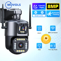 MOVOLS 8MP Dual Lens PTZ WiFi Camera Two Way Audio IP Security Camera Auto Tracking Waterproof P2P Video Surveillance Camera