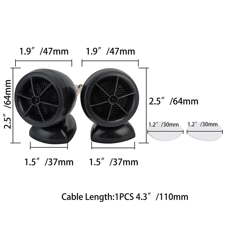 POSSBAY 1 Pair 1200W speaker tweeter car Dome Black High Efficiency Loudspeaker Convenient High-pitched Auto Audio 12V