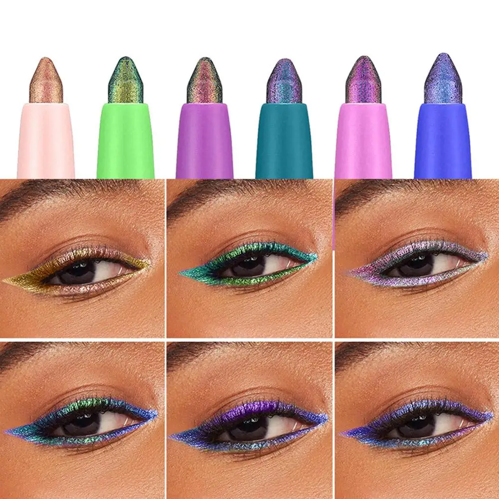 Color-Changing Eyeliner & Eyeshadow Pencil 6 Matte Shades Waterproof Smudge-Proof 2-in-1 Gradient Eye Makeup Pen