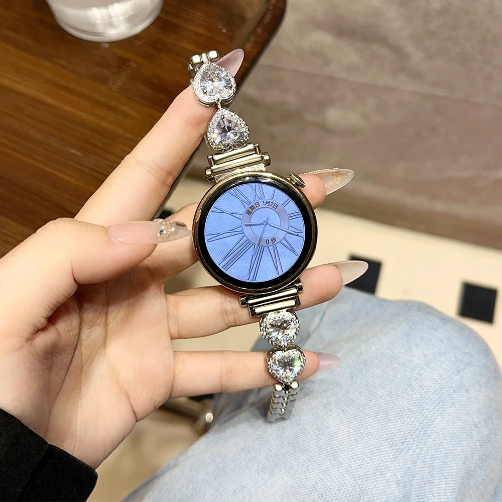 

Браслет тонкий с бриллиантами для Huawei Watch GT 4, люксовый женский браслет для Samsung Galaxy 6 Classic 43 47 мм, 18 мм 20 мм 22 мм