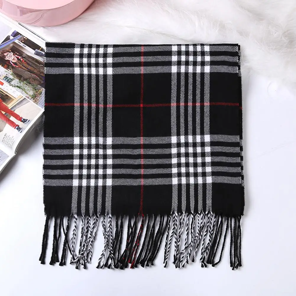 

Black Scarf Cashmere Woman Wool Ladies Scarf Warm Checkered Scarf Women's Winter Scarves for Ladies Unisex Bandana Head Scarf