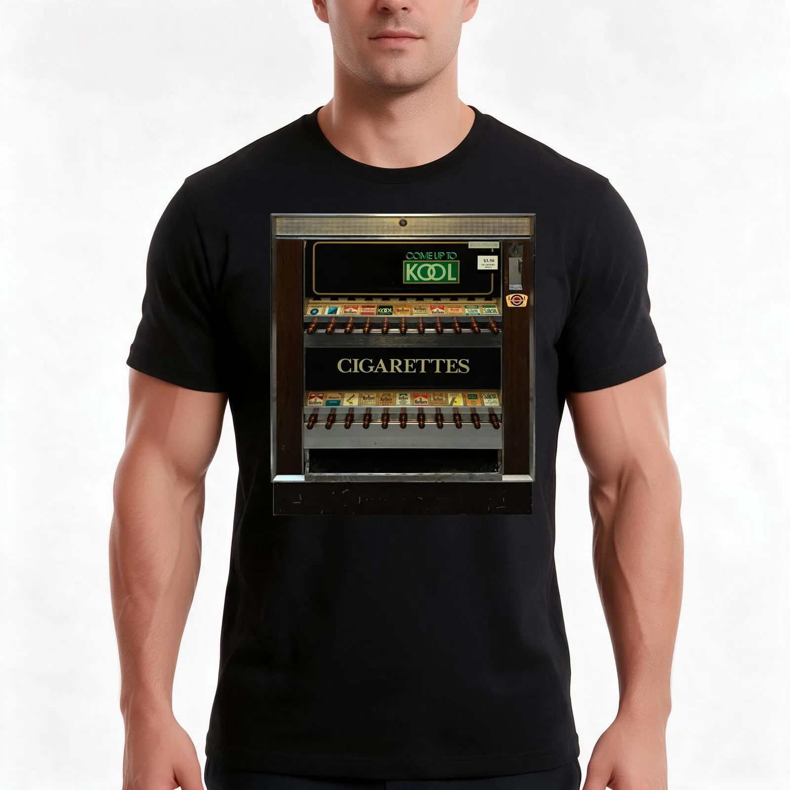 Cigarette Vending Machine - Come up to Kook T-Shirt Summer Casual Cotton Tee Oversized Streetwear Tops Vintage Graphic Print