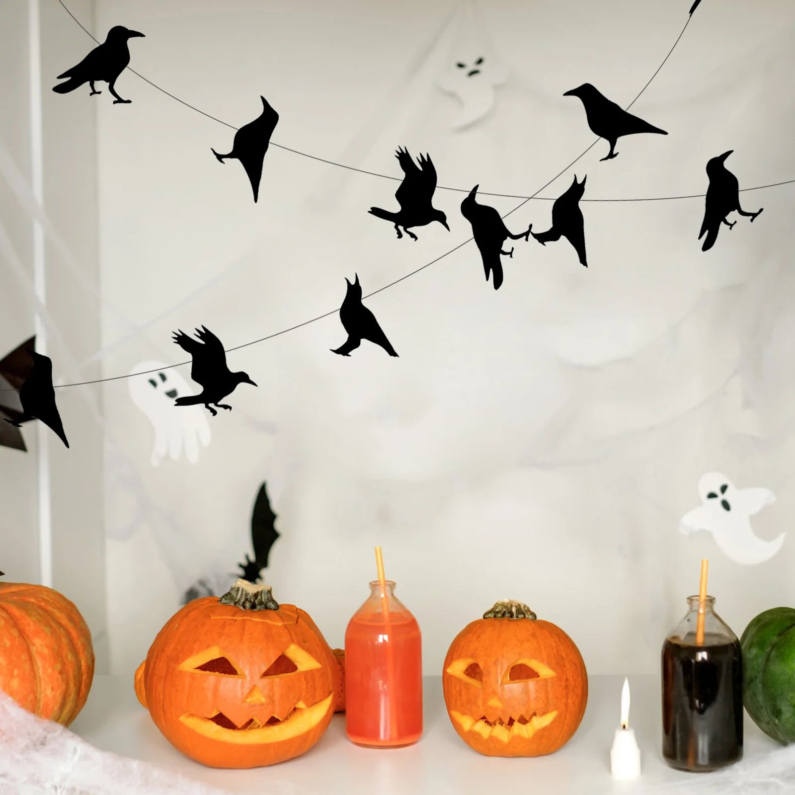

2Sets Halloween Crows Banners Unique Garland Decorations for Parties Haunted Houses and Holiday Celebrations Garland Decorations