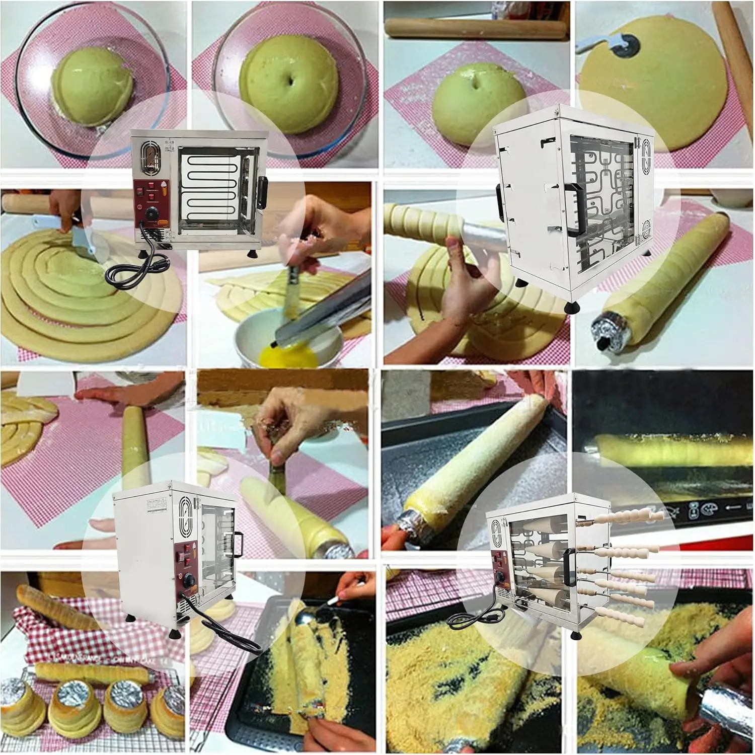 الكهربائية الآيس كريم مخروط مدخنة كعكة اللفافات صانع مدخنة كعكة فرن آلة 3200 واط فرن نخب مع 16 قطعة قالب لفة 110 فولت