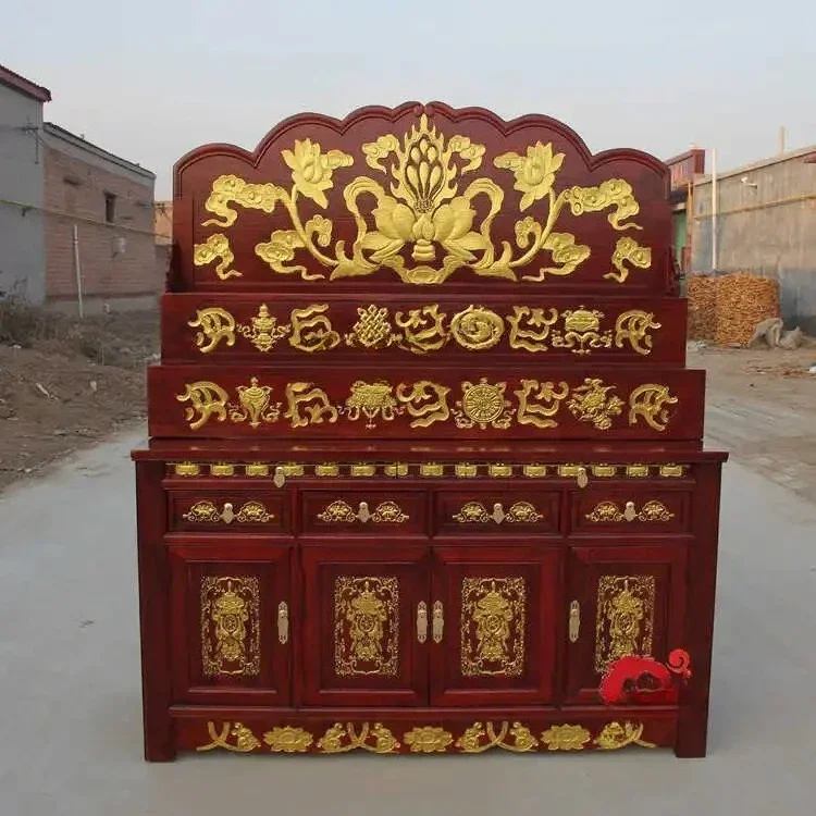 Buddhist platform home Bodhisattva of Fortune three-layer ladder vertical cabinet Tibetan style, simple Buddhist hall