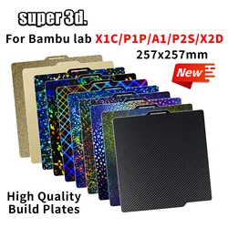 PEO Bambulab Build Plate P1s Spring Steel Sheet Pei Sheet 257x257 Build Plate P1s Bamboo Lab Bambulabs X1 Carbon X1 A1 X2D Plate