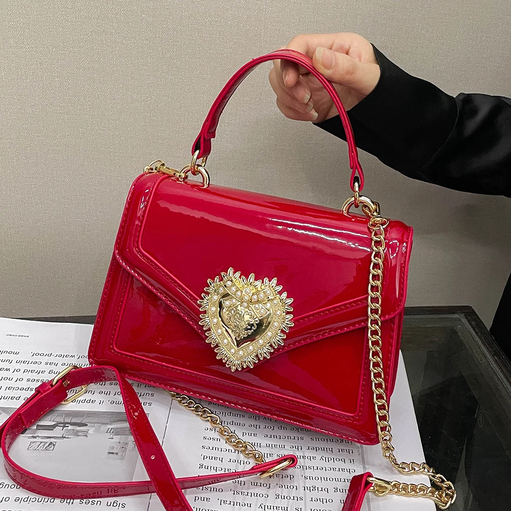 Bolsos de mano ligeros de lujo color Burdeos para mujer, bolsos de hombro con hebilla versátiles a la moda, bolso cruzado informal con cadena para ir al trabajo