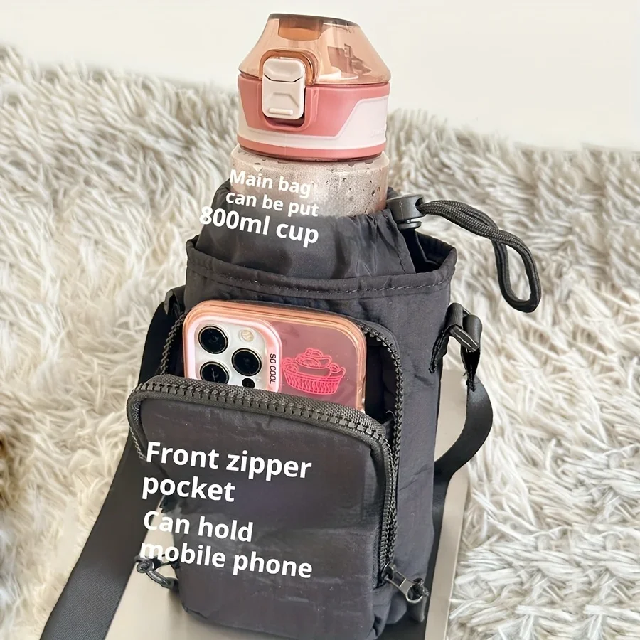 Nylon Crossbody Bag with Adjustable Strap, Phone and Bottle Pocket | Zipper Closure, Minimalist Bag Design, Everyday Carry Bag