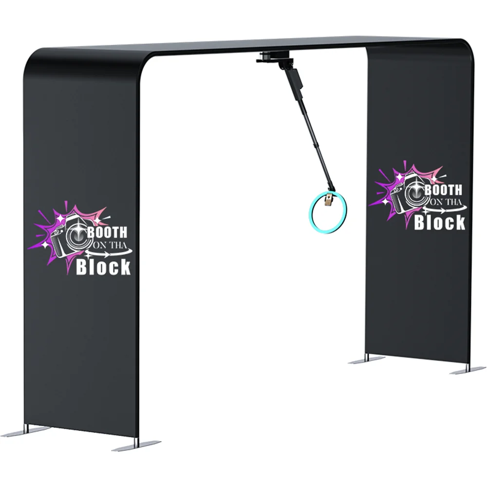 Overhead 360 Photo Booth Machine With 360 Photo Booth Round Backdrop Enclosure 6pcs Lights Hold 7-15ppl For Party