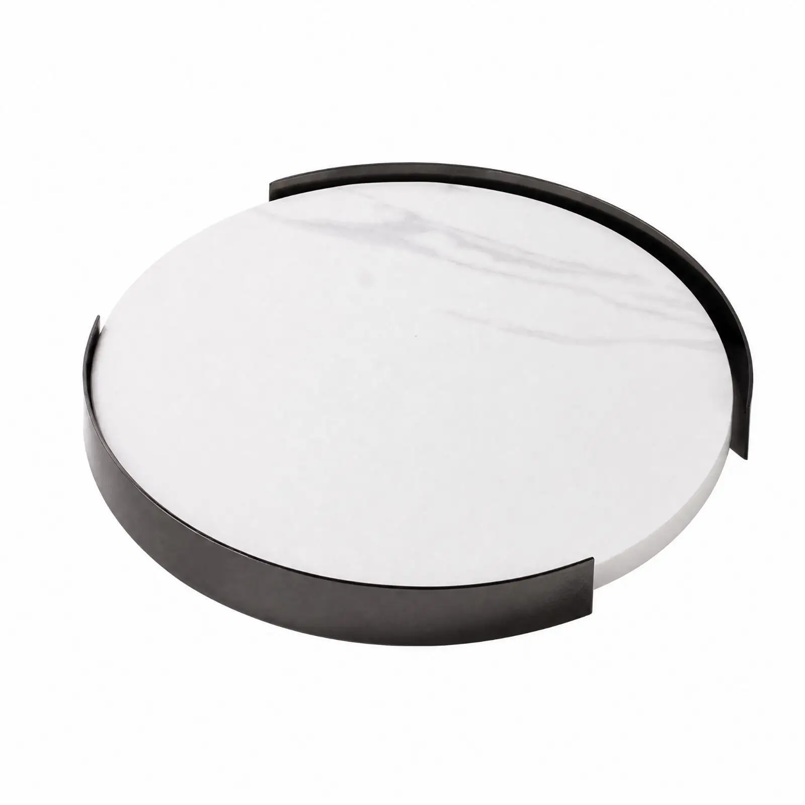 Decorative Circular Tray with Raised Segments for Entryway Table Styling