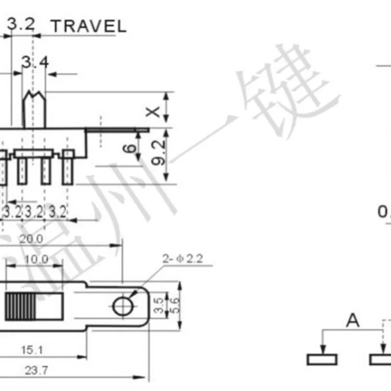 10pcs SS-13F08 (1P3T) Side shifts of various heights   Side sliding Side pull Vacuum cleaner switch