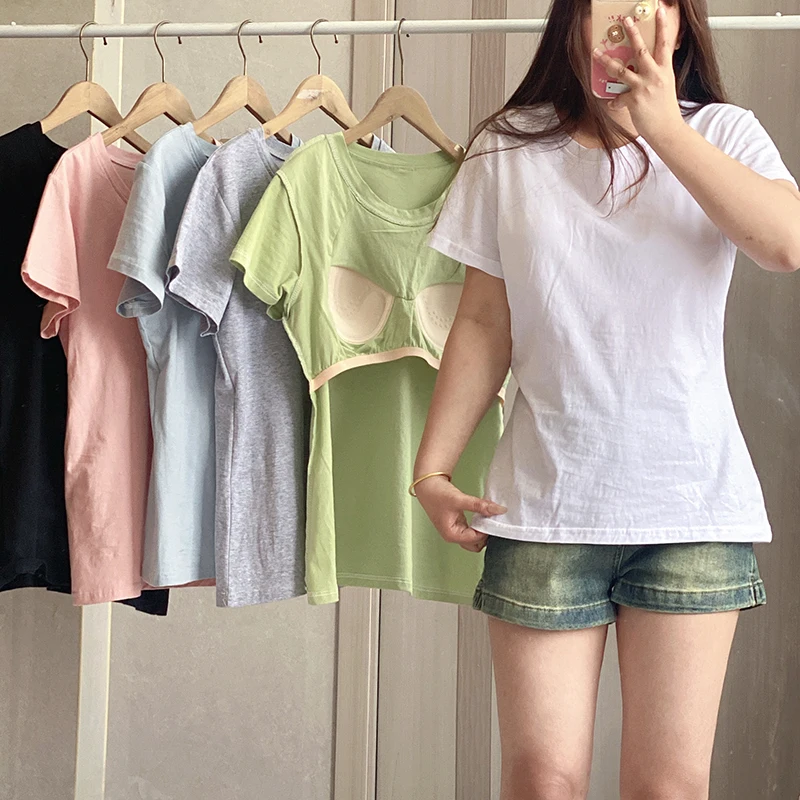 Pure Cotton Short Sleeve Yoga T-Shirt Women's Summer Casual Loose Home Wear Comfortable Breathable  Color Sleepwear