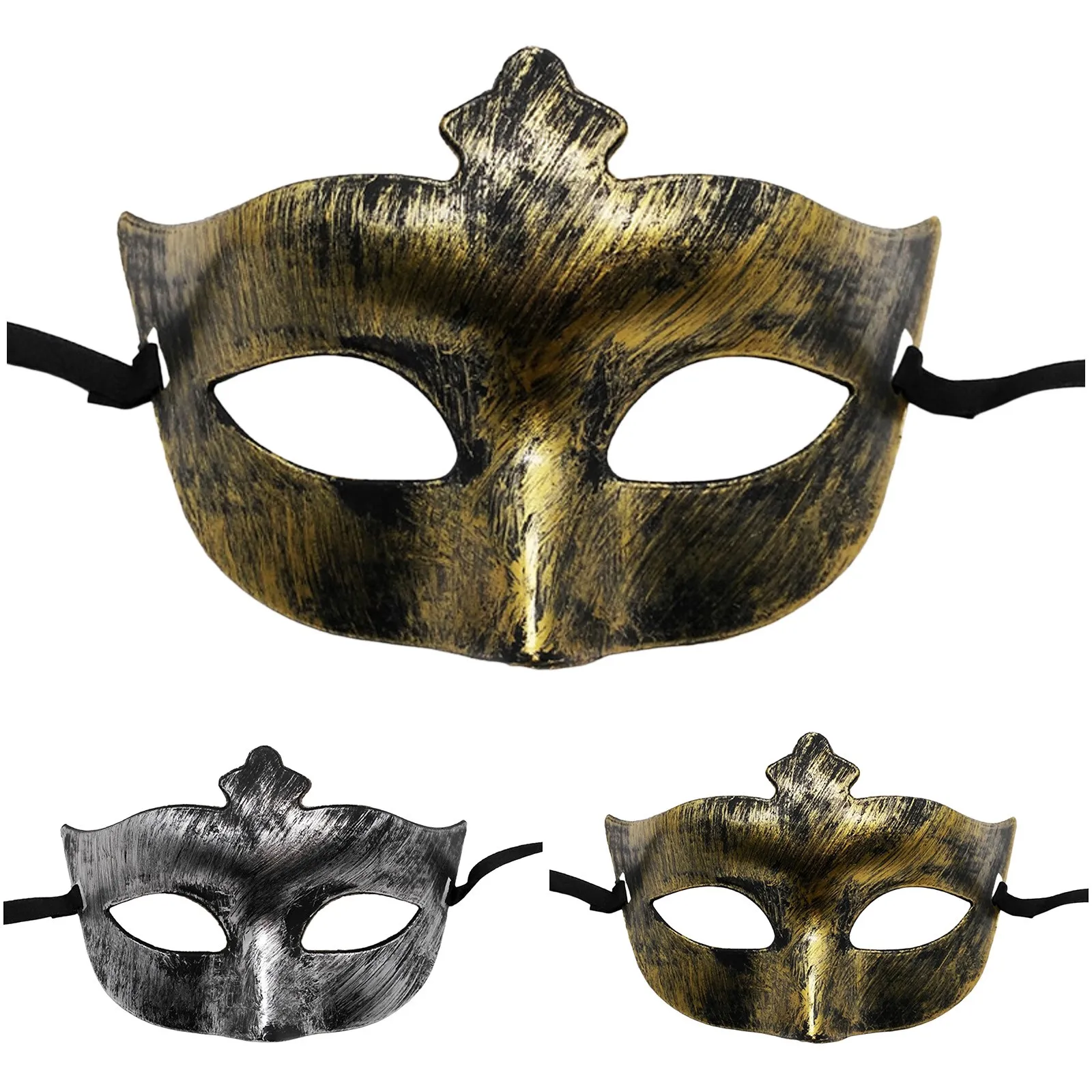 Maschera di Halloween retrò maschera mezza faccia in oro argento antico per donna uomo abito di carnevale Masque Ball Costume puntelli per feste Cosplay