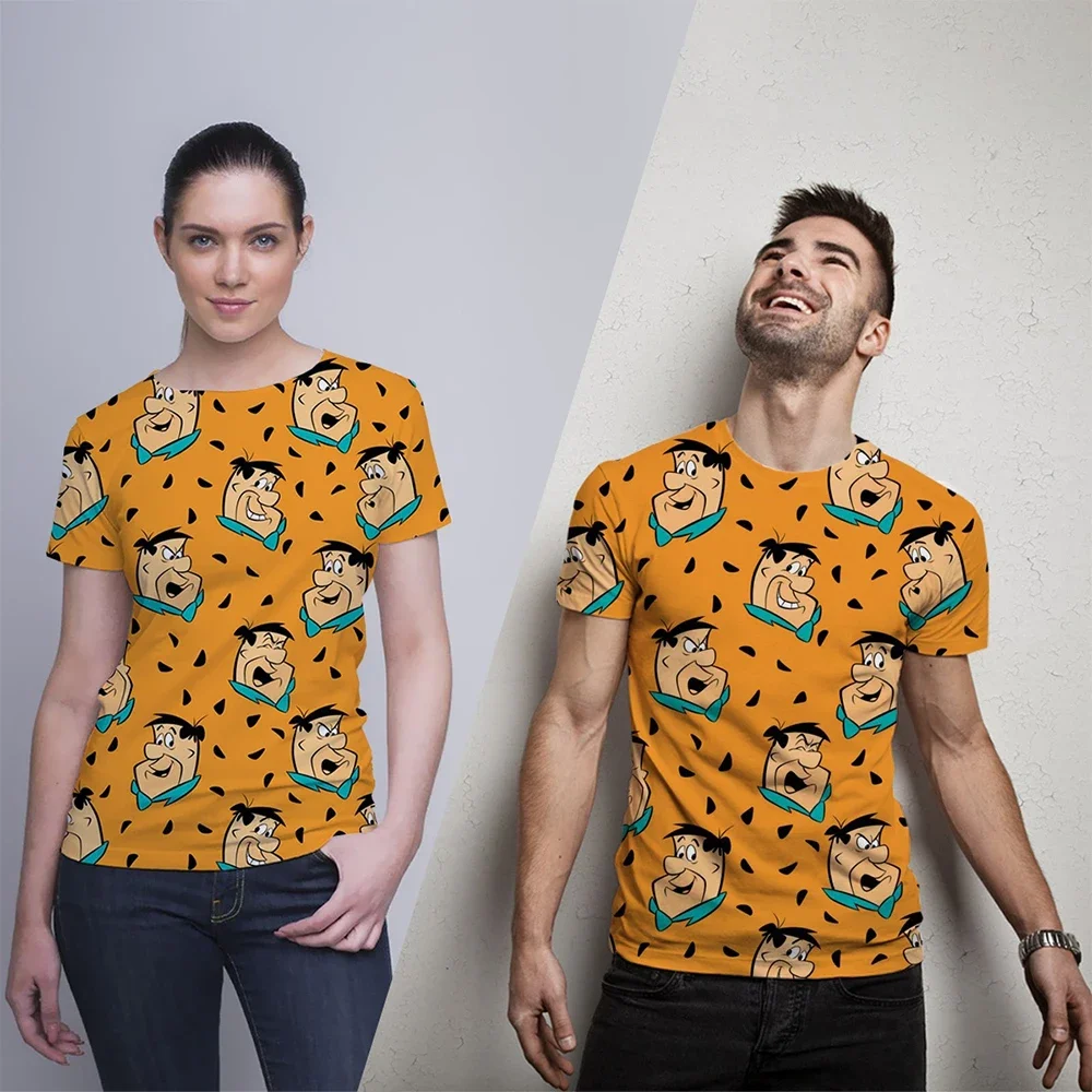 

New Fashion Fun Cartoon Flintstone 3D Printed Plus-size Men's and Women's T-shirts Sport Quick Drying Breathable Short Sleeves