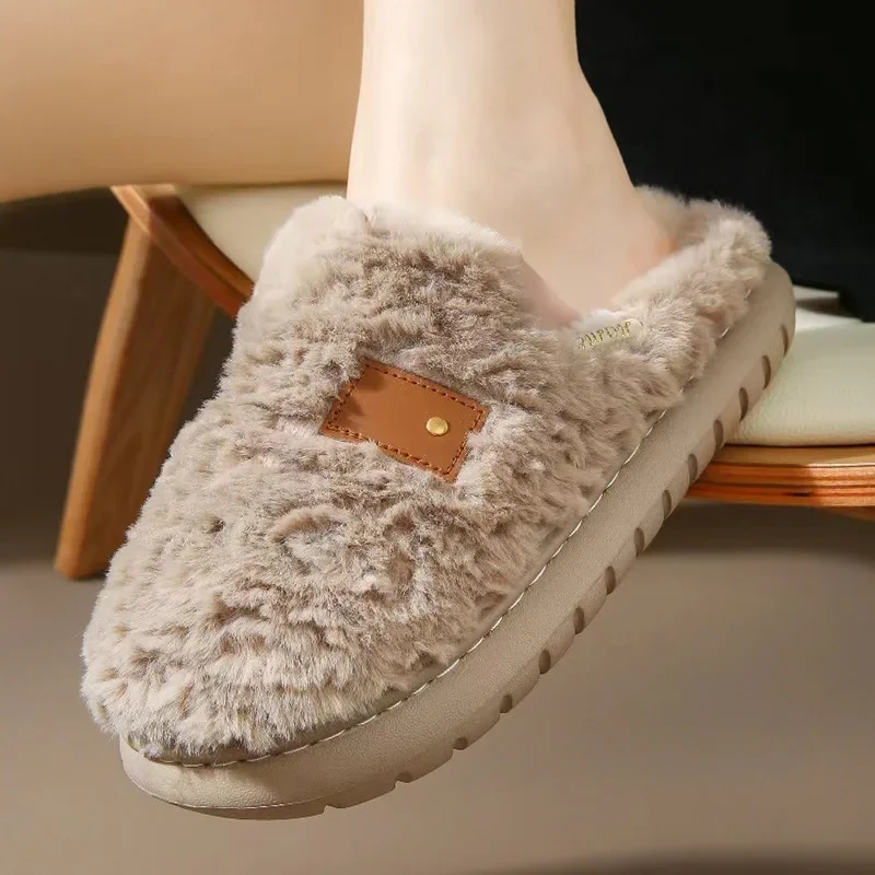 High quality cotton slippers autumn and winter home indoor non-slip warm warm thick bottom home couple hair slippers wholesale