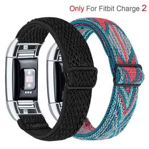 Fitbit Charge 2 교체용 소프트 나일론 밴드, 스포츠 우븐 탄성 신축성 솔로 시계 스트랩 루프