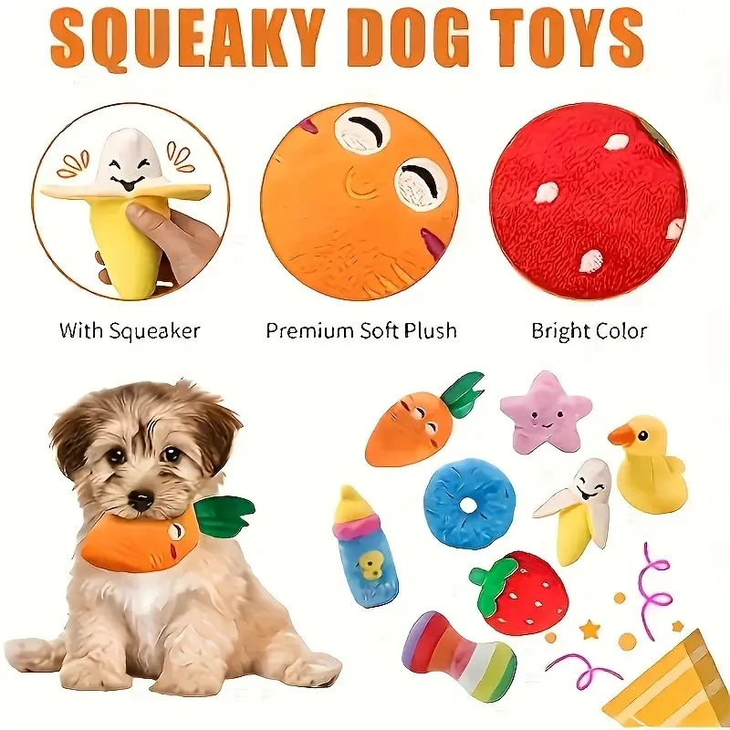 10/20/50 Pack Dog Squeaky Toys Plush Games Cute Plush Toys for Small Medium Dog Fleece Toys Wholesale