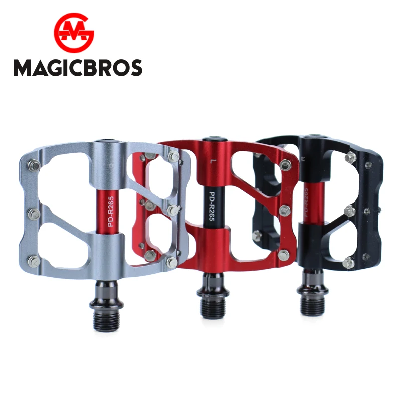 

MAGICBROS Road Bike Pedals One-piece Aluminum-magnesium Alloy CNC Sealed-3 Bearings Road Bicycle Pedals with Antiskid Nails