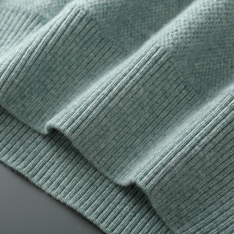 2024 Classic Casual Men's Cashmere Half High Collar Cardigan Long Sleeve Zipper Knitted Pattern High Quality Soft Warm Sweater