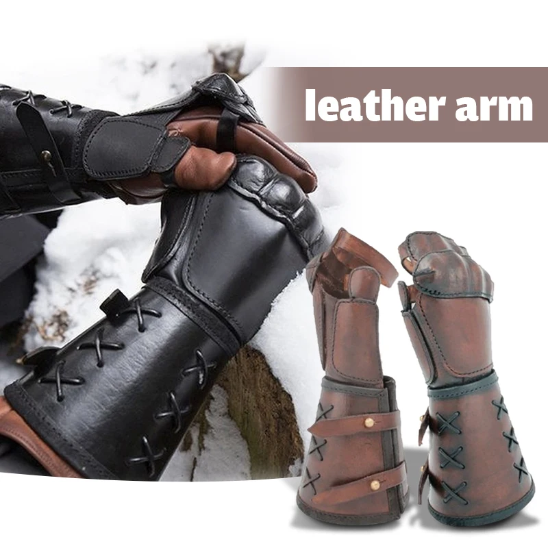 قفازات دراجة نارية درع القرون الوسطى أصفاد واسعة دعامات الرجال Steampunk المحارب القفاز عصر النهضة فرسان الهيكل الجلود الدانتيل متابعة