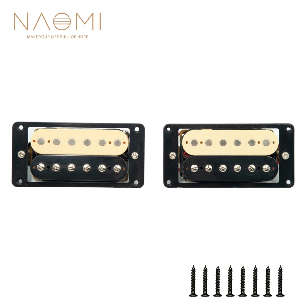 

NAOMI Electric Guitar Pickup Dual Coil Humbucker Neck&Bridge Set 50mm/52mm w/Black Frame Ceramic Magnet For ST LP Style Guitar