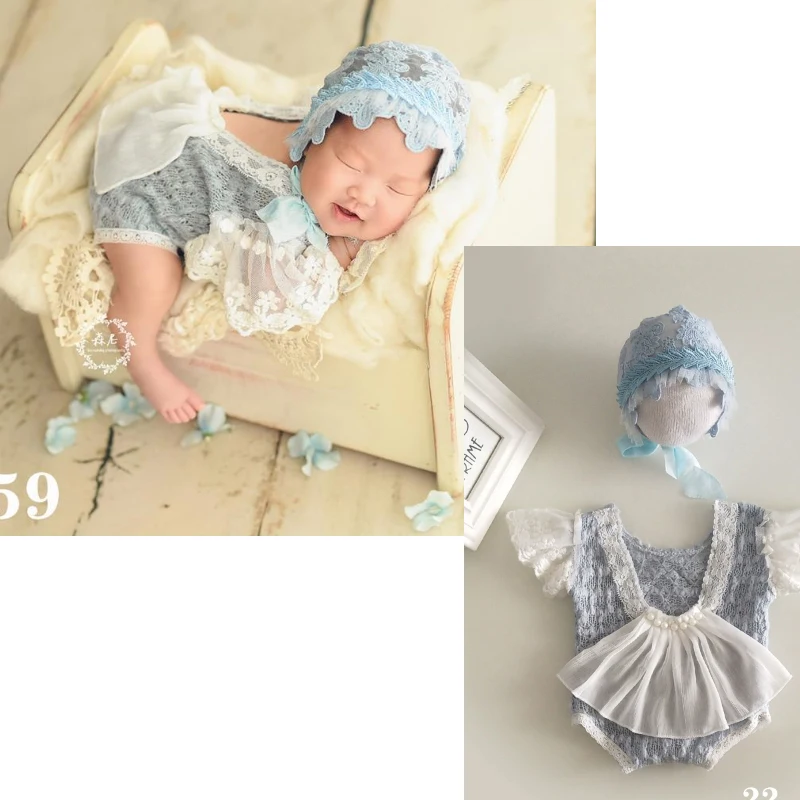 

Newborn Girl Photo Dresses Romper Lace Princess Dress Hat Sets Baby Infant Souvenir PIcture Clothing 0-3 Months Photo Cotumes