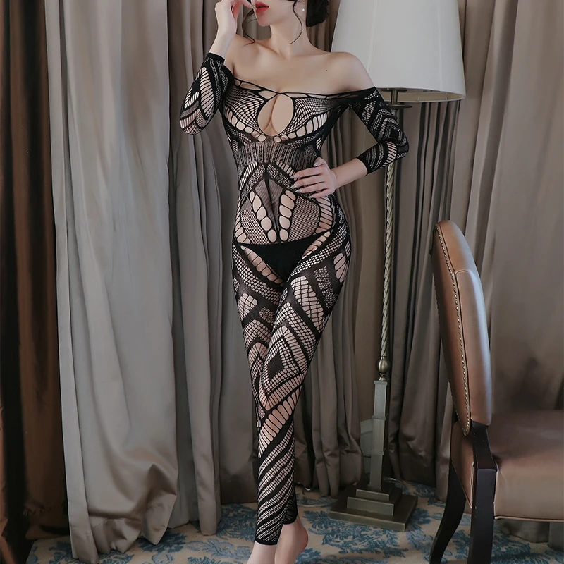 Lingerie sexy senza cavallo porno per le donne Babydoll erotico Bodystocking Intimo Costumi esotici Indumenti da notte Vedi attraverso il vestito del sesso