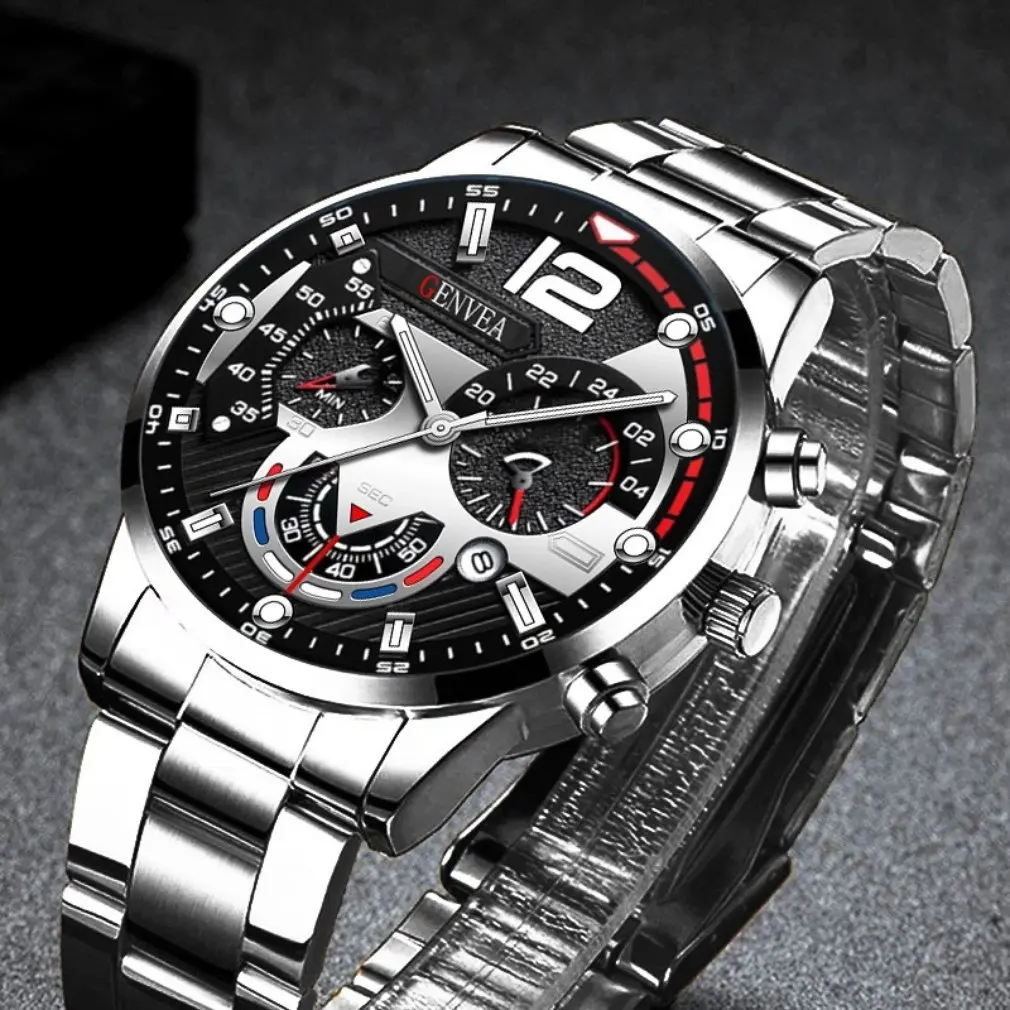 Fashion Mens Stainless Steel Watches Luxury Quartz Wristwatch Calendar Luminous Clock Men Business Casual Watch Reloj Hombre