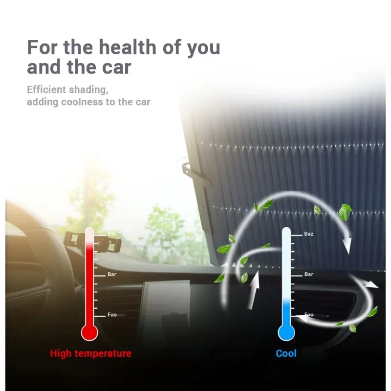 Car front/rear window sunshade retractable windshield sun visor summer UV protection
