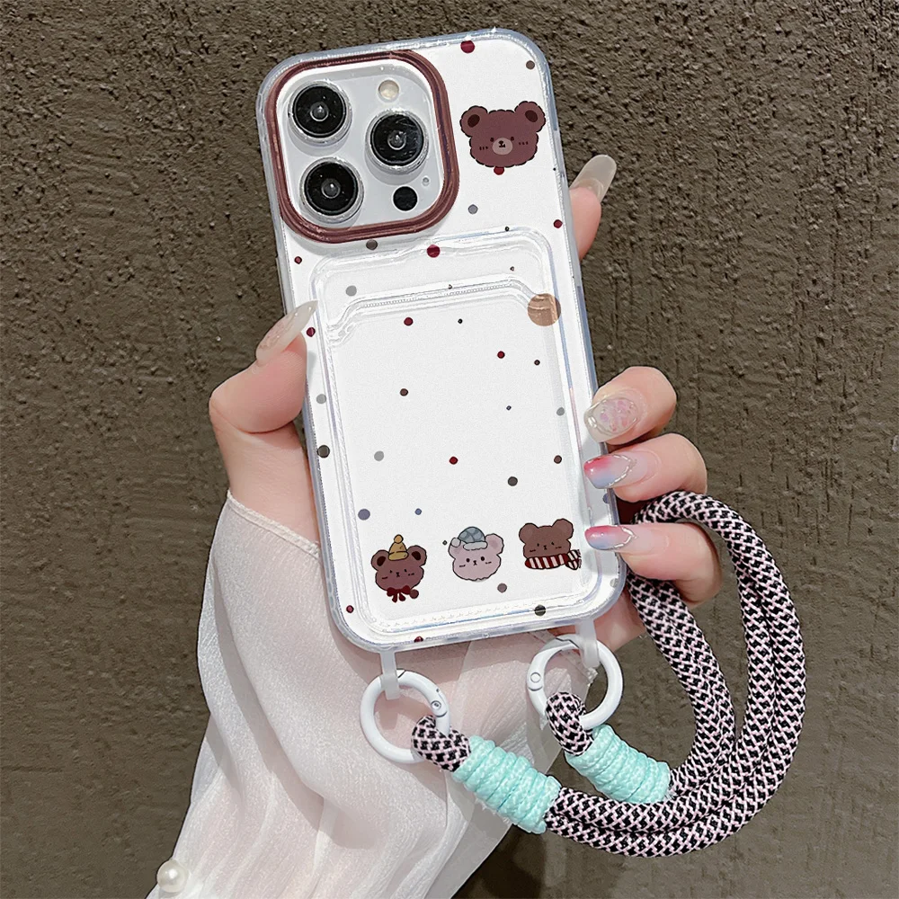 Cute Cartoon Phone Case For iPhone 11 Case iPhone 16 15 13 12 14 Pro Max 7 8 Plus XR X XS SE 2 3 Wrist Chain Soft Card Bag Cover - Image 4