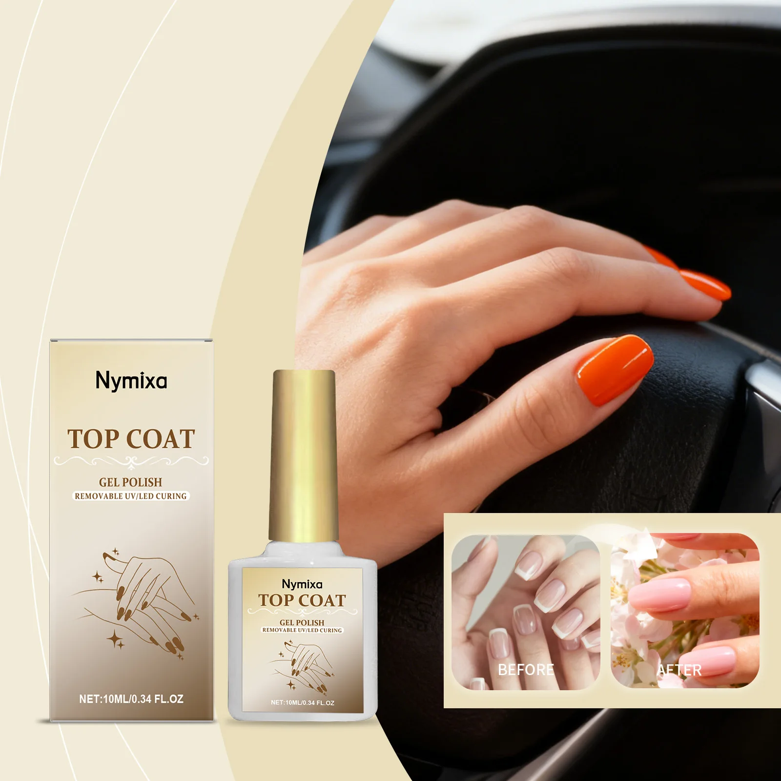 10ml Gel Nail Art Top Coat Base Coat Strengthener Wear-resistant Brightening Brush in Bottle Soak Off for Nail Art Design Tool