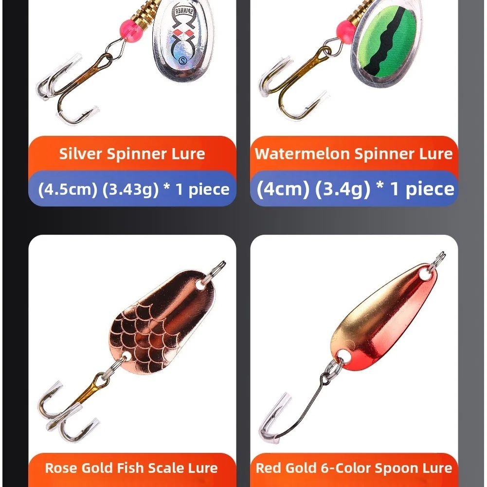 

Ассорти вес, комплект спиннеров для рыболовных приманок с тройными крючками, компактная коробка для снастей для легкого доступа, долговечная рыбалка