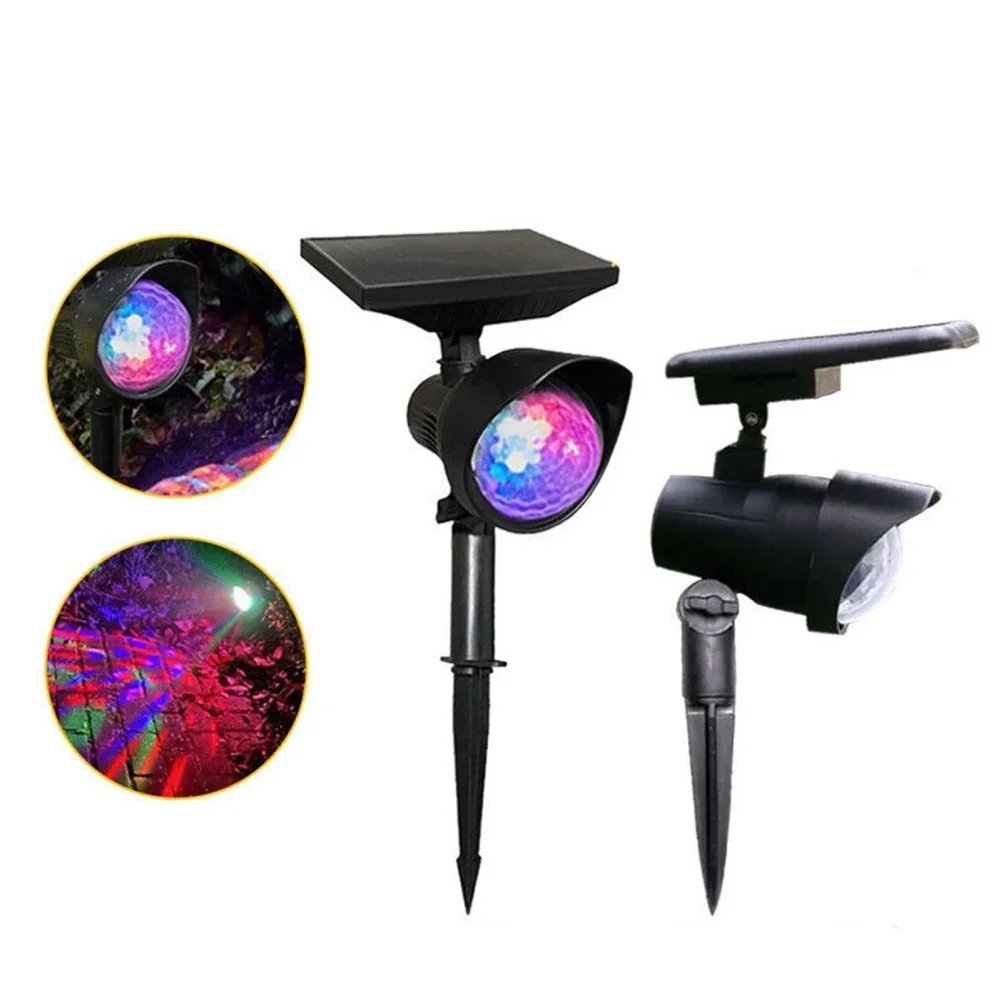 LED Solar Power Lamp with ON/OFF Switch LED Projector Light IP55 Waterproof RGB Lights For Garden Courtyard outdoor lighting