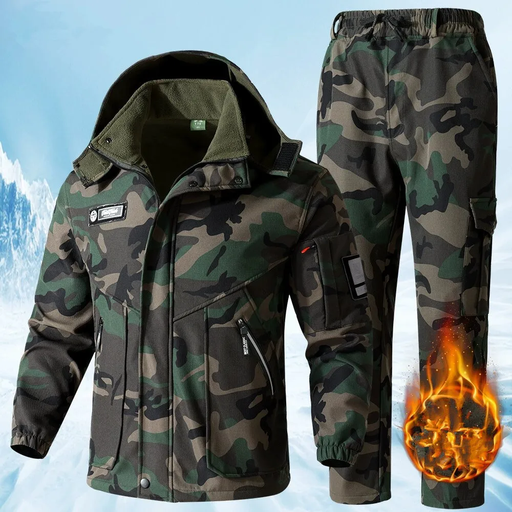 

2026 Camouflage Men Women Winter Velvet Jacket Thickened Windproof Waterproof Coldproof Outdoor Workwear