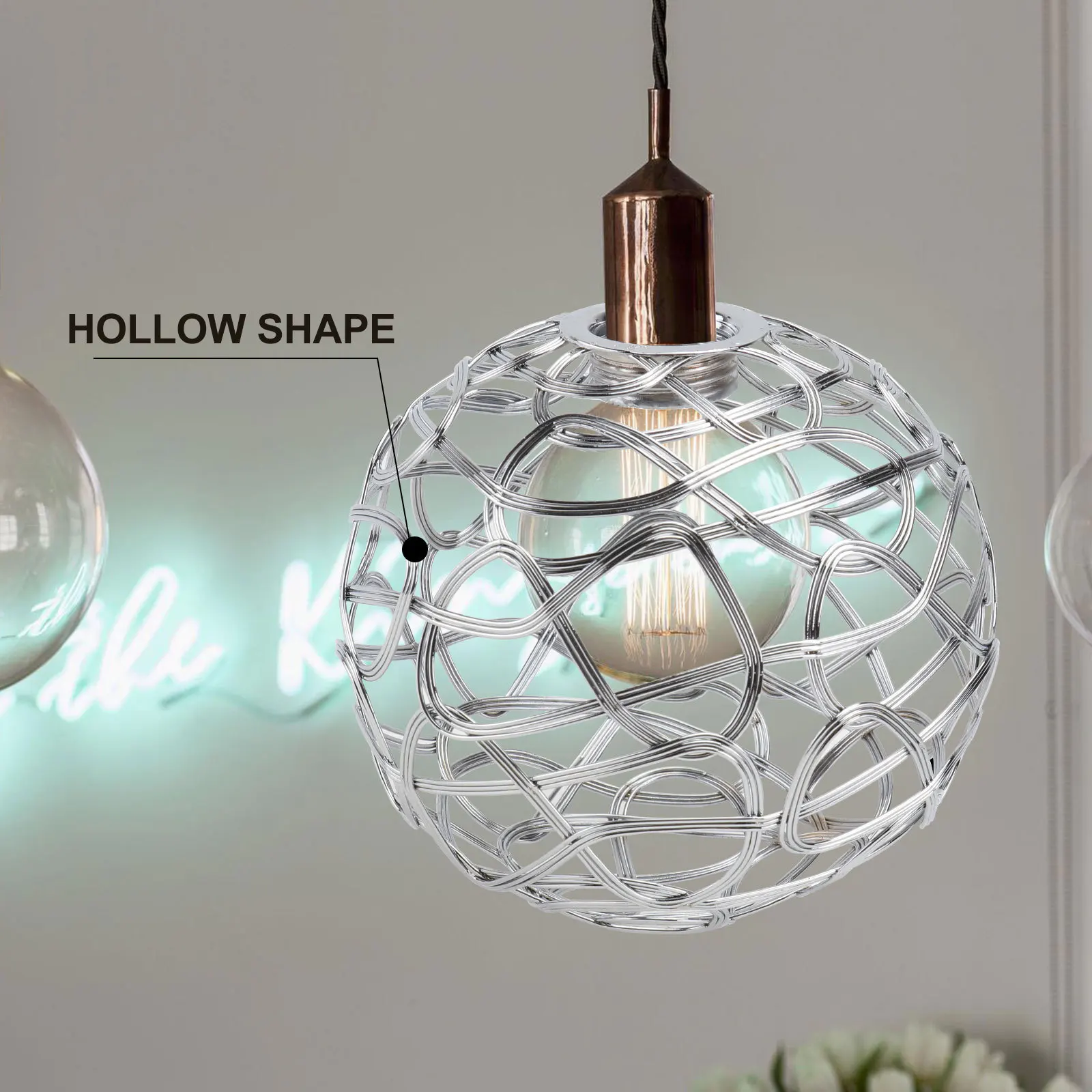 

Metal Lampshade 100mm Silver Iron Art Hollow Ball Pendant Light Shade Retro Home Decor Replacement Globes Easy Install