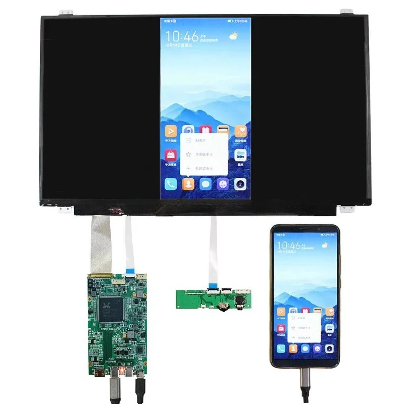 Monitor Projector Replacement LCD Panel 15.6-inch 4K 3840X2160 Edp 40Pin LCD with Type-C Printed Circuit Board Connected toPhone