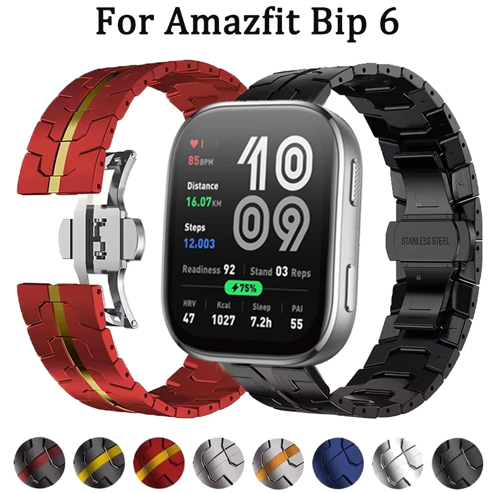 Cinturino in acciaio inossidabile da 22 mm per Amazfit Bip 6/Bip 5 Bip 5 Unity/Cheetah Fascia rotonda per Amazfit Balance/Stratos/GTR 2 3 4 da polso