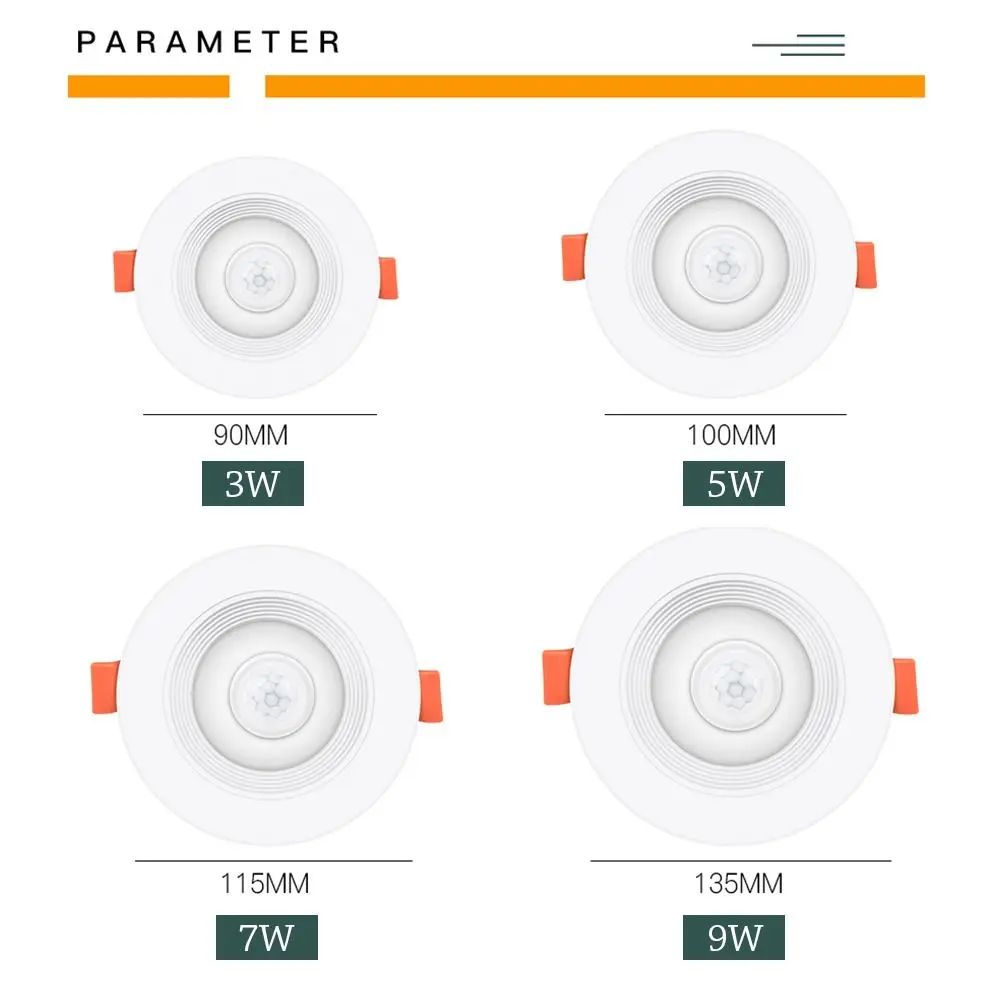 AC 85-265V for Corridor Aisle Infrared Auto ON Off Human Sensor Light LED Ceiling Light Downlight PIR Motion Sensor