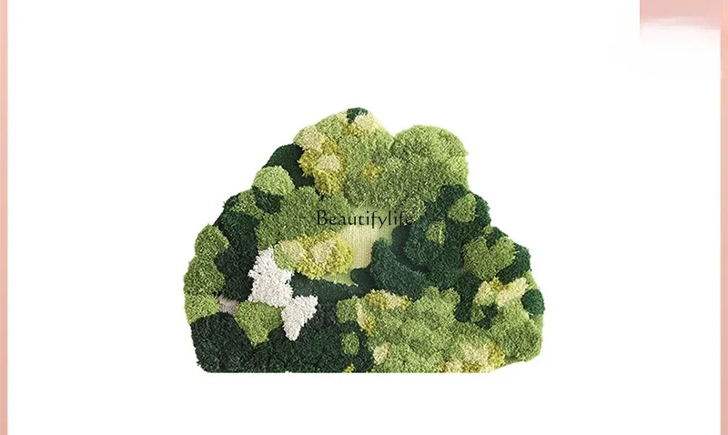 

Nordic porch carpet handmade wool moss forest bedside blanket