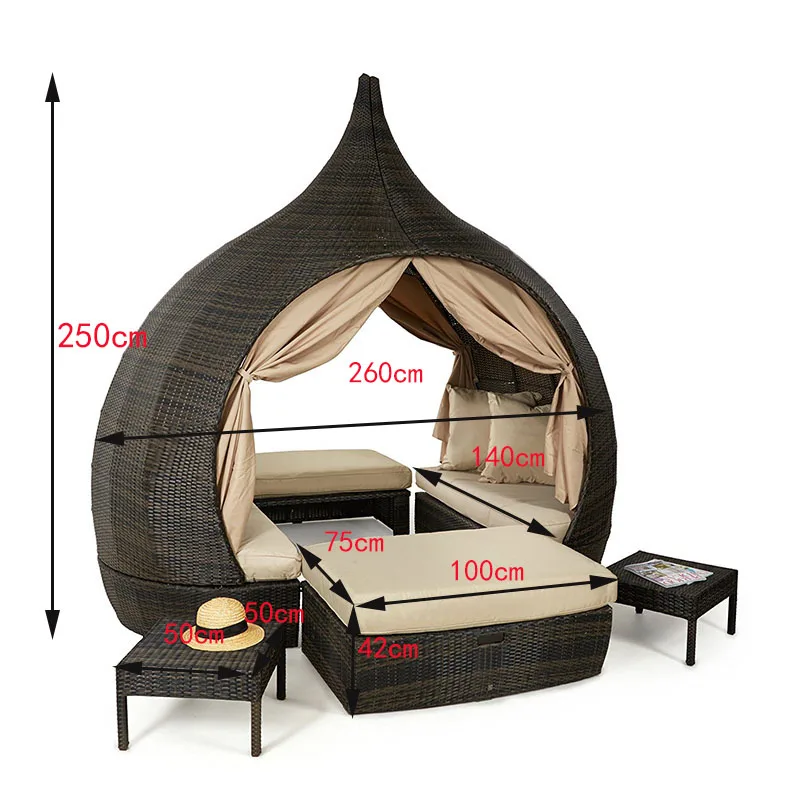 Customizable rattan bed splicing coffee table combination