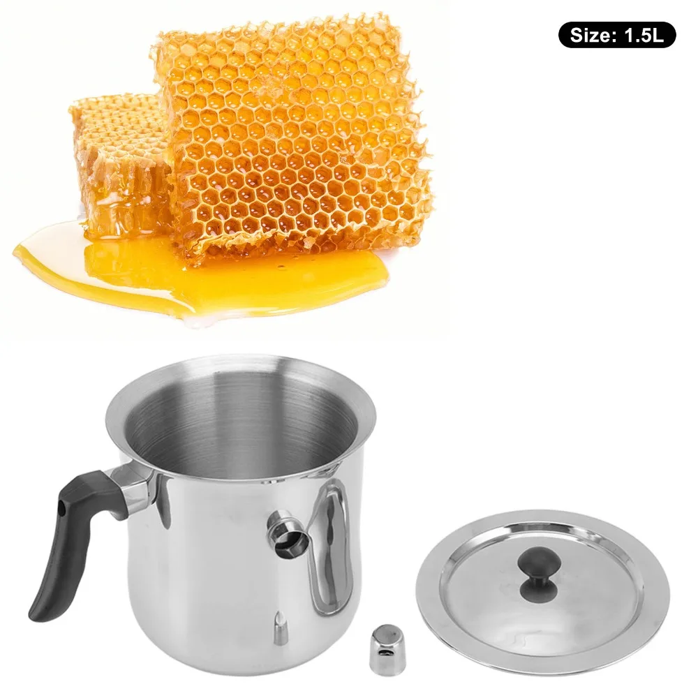 Stainless Steel Wax Melting Pot Plastic Handle Heatproof Wax Making Pot With Lid Multifunctional Heating Bee Wax Melting Pot