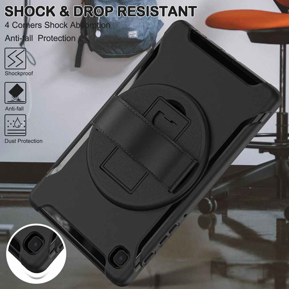 

8.7'' Tab A7 Lite Tablet Cases For Samsung Galaxy Tab A7 Lite Case T220 T225 Cover Rotating Hand Fundas TPU PC Stand Shell