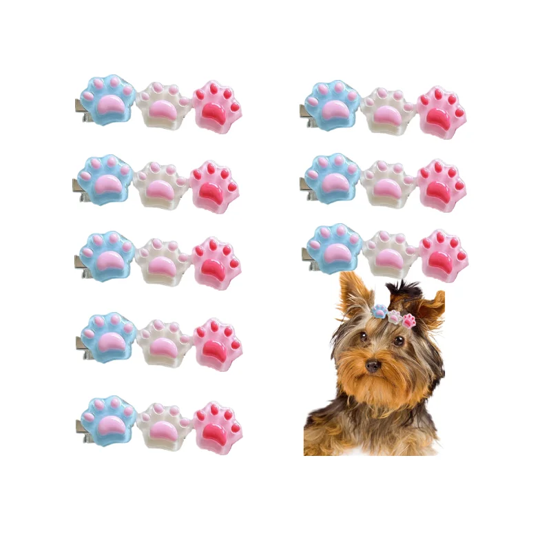 Cartoon Pet Cat\'s Paw Hairpins Pet Dog Bows Hair Clips for Puppy Dogs Cat Yorkie Teddy Pet Hair Decor Pet Supplies