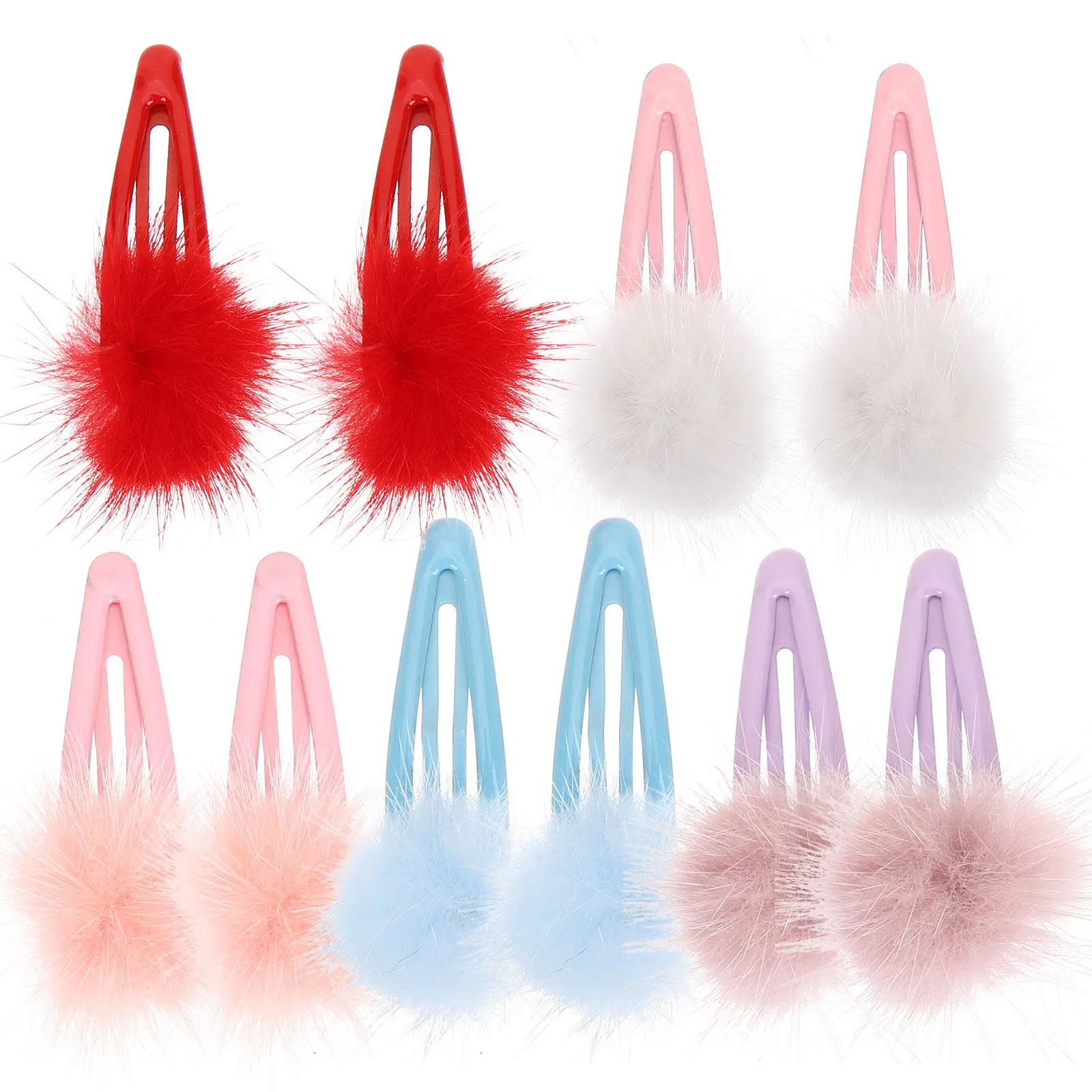 10Pcs Pom Pom Hair Clips for Toddlers Kids Soft Ball Hairpins Adorable Bang Clips Party Decoration Hair Accessories Set