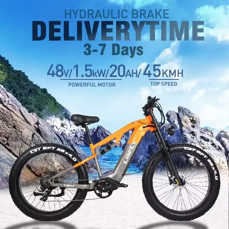 2024 New LAFLY-X800 1500W 48V 20AH 26 Inch 4.0 Fat Tyre Off-road Electric Bike Men's Mountain Ebike Snowmobile Electric Bike