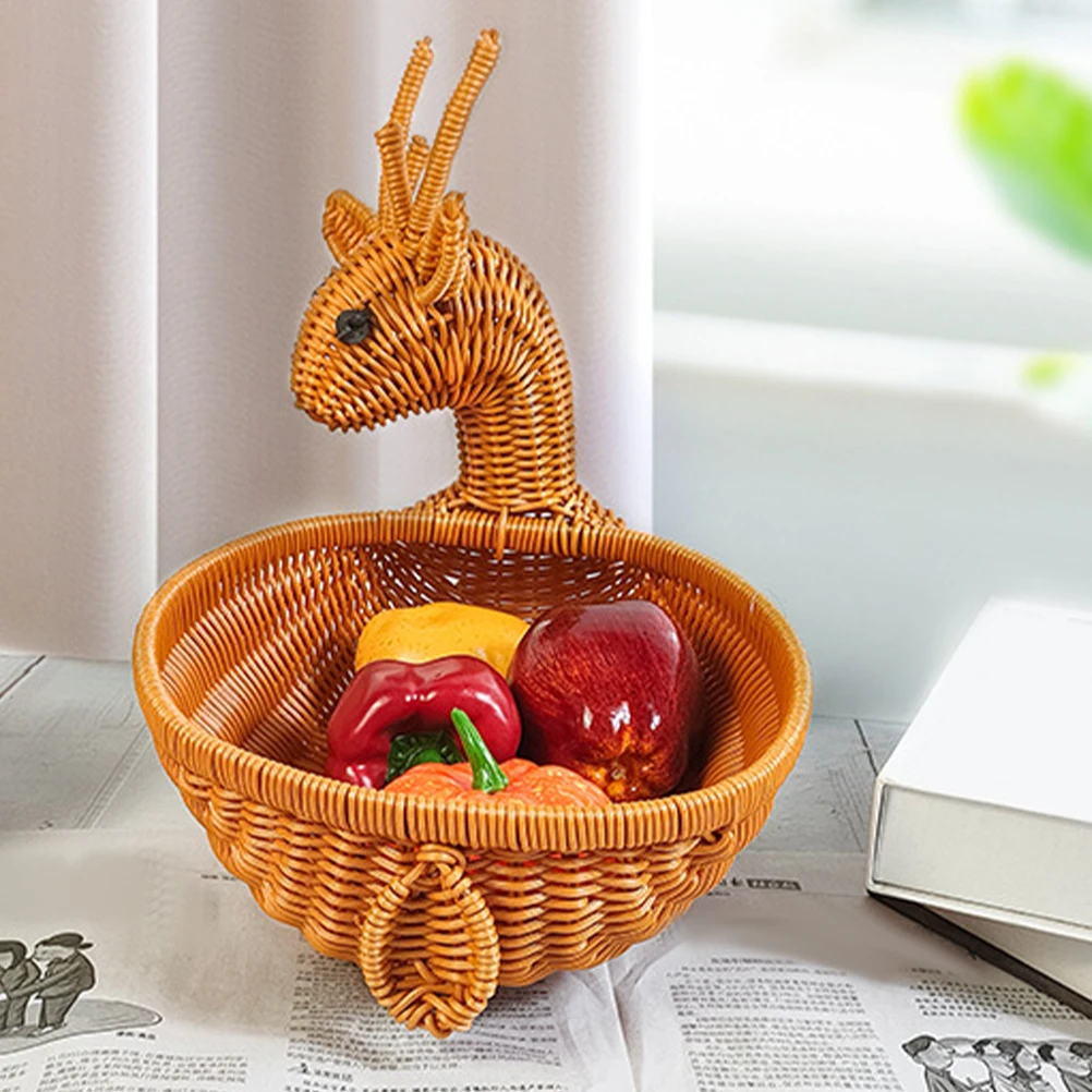 

Fruit Snack Basket Handheld Large Volume Food Container Kitchen Picnic Storage Reusable Plastic Woven Design Smooth Polishing