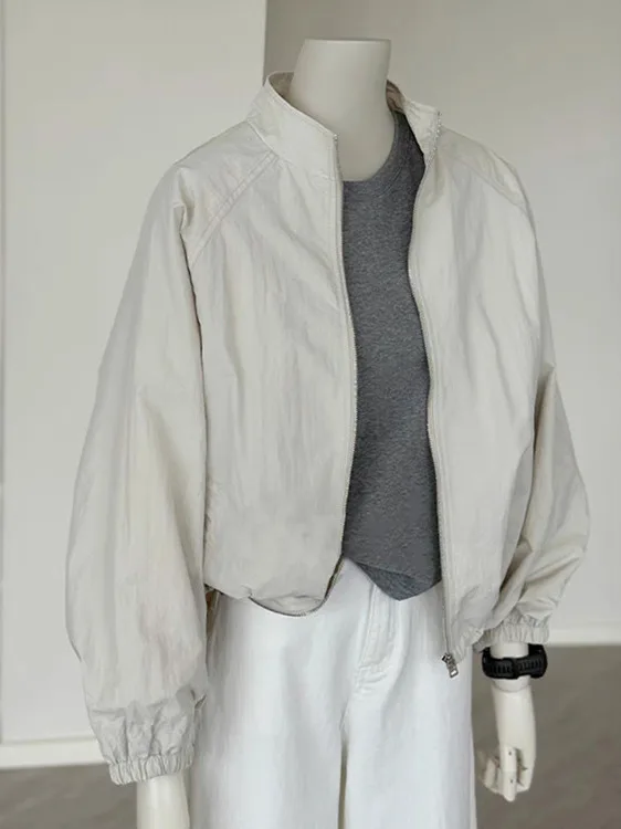 

Lightweight Casual Outdoor Sun Protection Jaet for Women New 2025 Summer Faionable Stand Collar Zipper Closure Long Sve