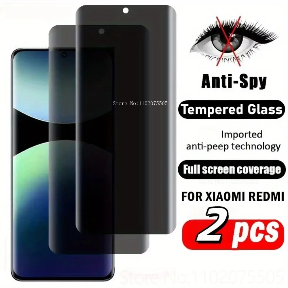 

2Pcs Anti-Spy Tempered Glass for Xiaomi Redmi 15 4G 15C 13C 13X 14C 14R Privacy Screen Protectors for Redmi 12C 10X Pro 11 Prime